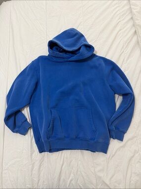 Classic Men's Blue Pullover Hoodie.